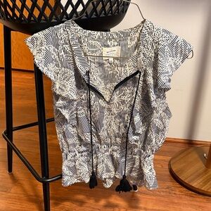 McGuire Denim Black and White Patterned Blouse